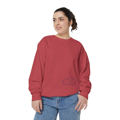 Sleeping dog shadow Cozy Graphic Unisex Crewneck Sweatshirt - Blue