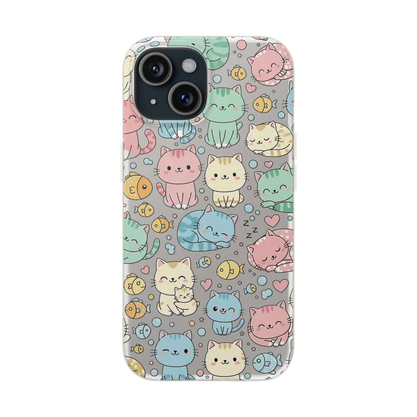 Kawaii Colorful Cat Pattern iPhone 16 17 series Flexi Case