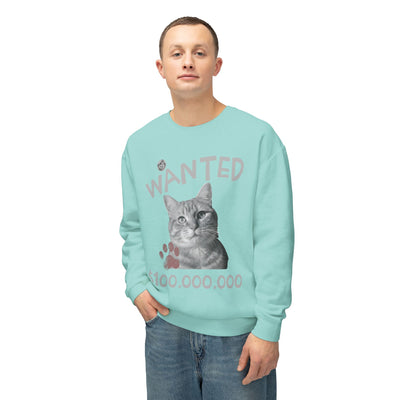 WANTED Cat Poster Design Unisex Crewneck Sweatshirt