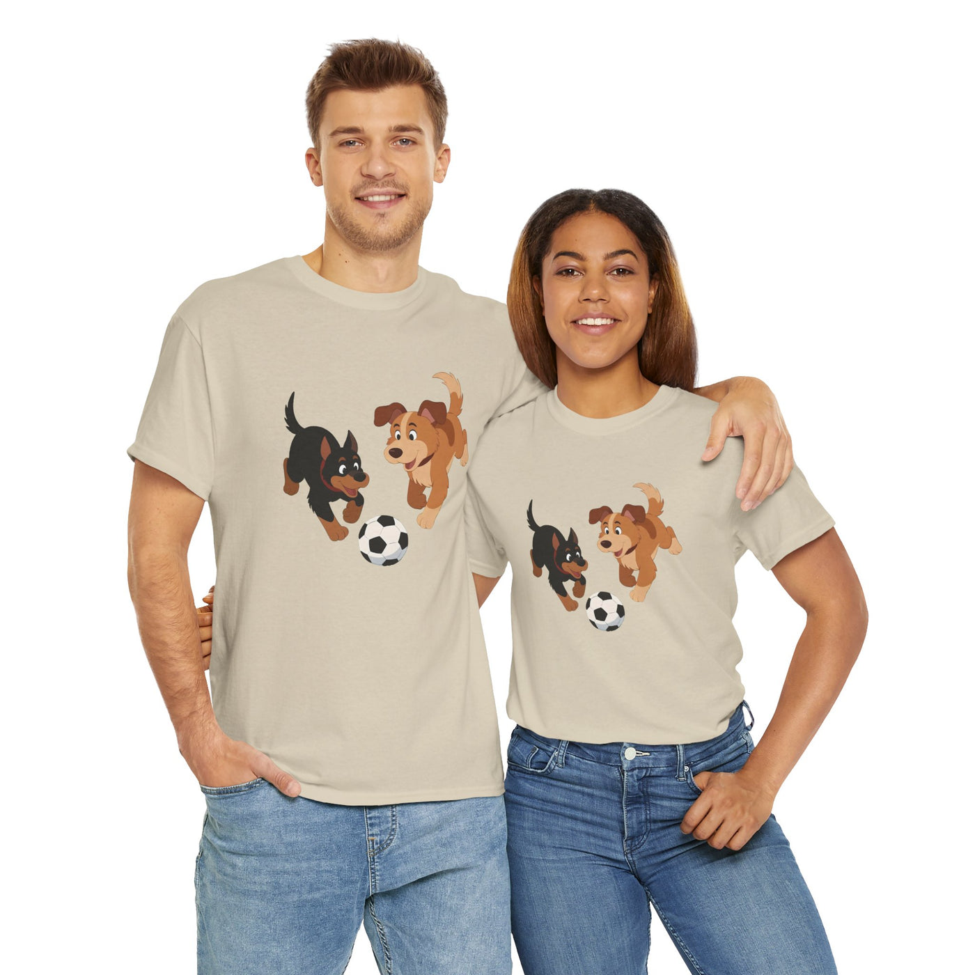 Playful Puppy Soccer Unisex Tee - Cute Dog T-Shirt for Pet Lovers, Dog Owners, Sports Enthusiasts, Gifts for Animal Lovers, Casual Everyday Wear