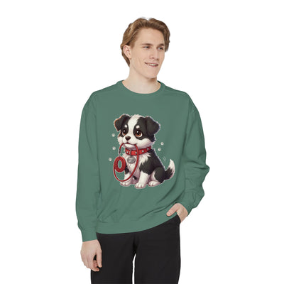 Cute Dog Walk Time style 1 Cozy Graphic Unisex Crewneck Sweatshirt