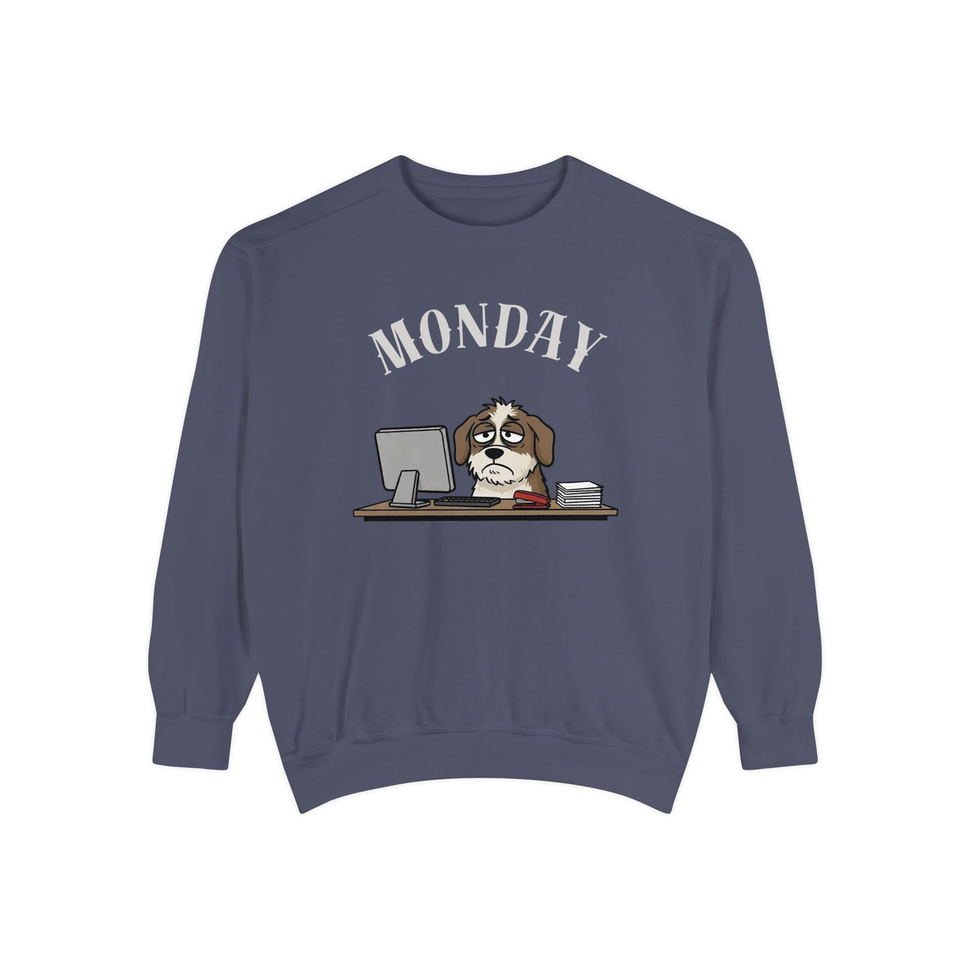 Monday Face Dog Stares Blankly Unisex Crewneck Sweatshirt style 5