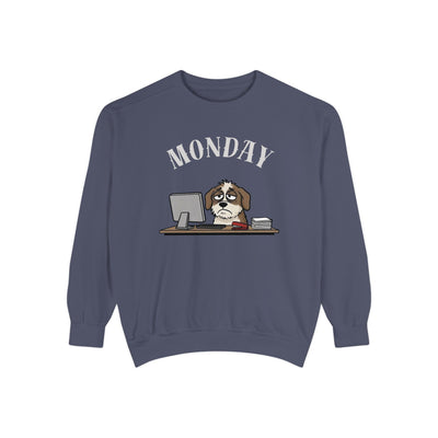 Monday Face Dog Stares Blankly Unisex Crewneck Sweatshirt style 5