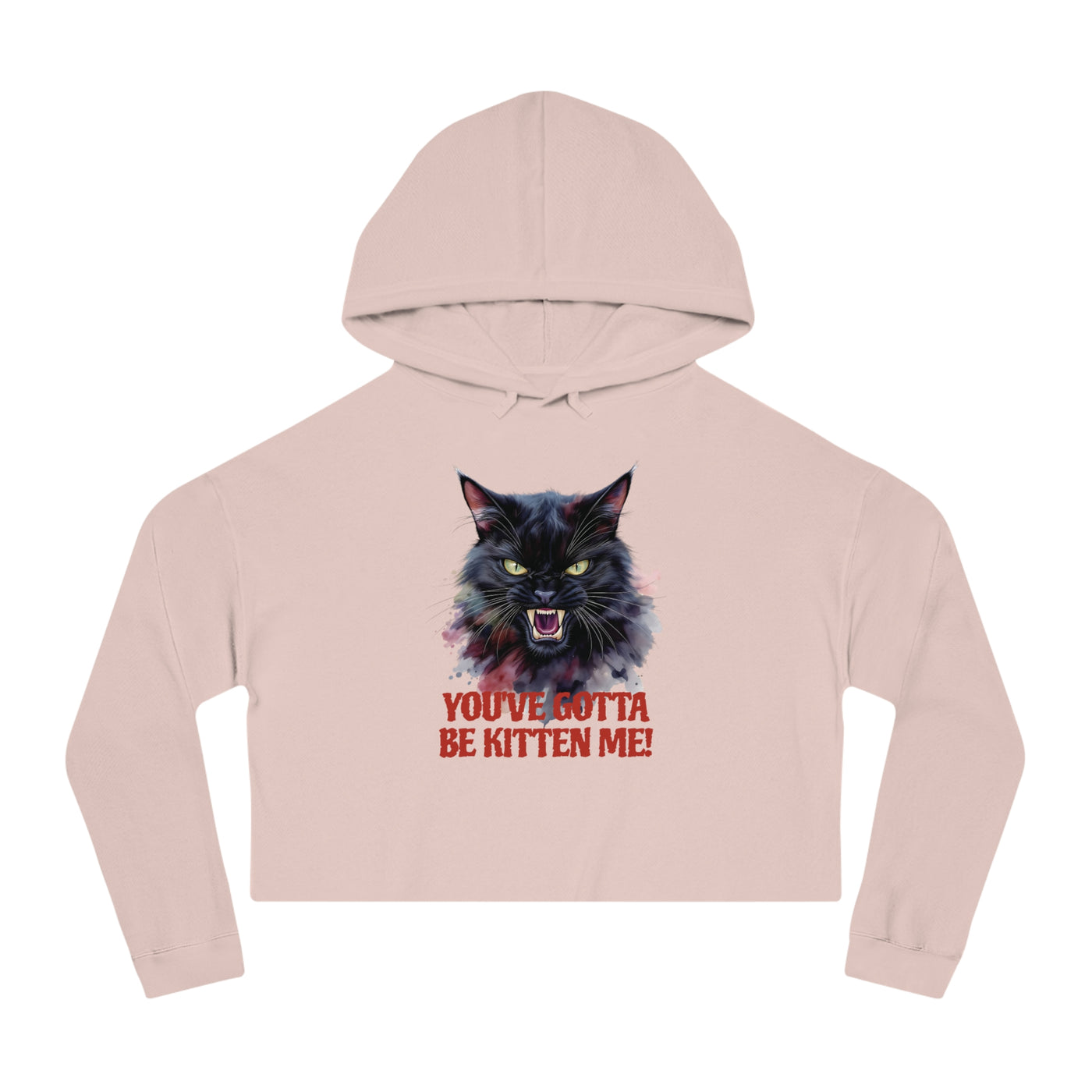 You've Gotta Be Kitten Me - Black Cat Graphic Women Cropped Hoodie