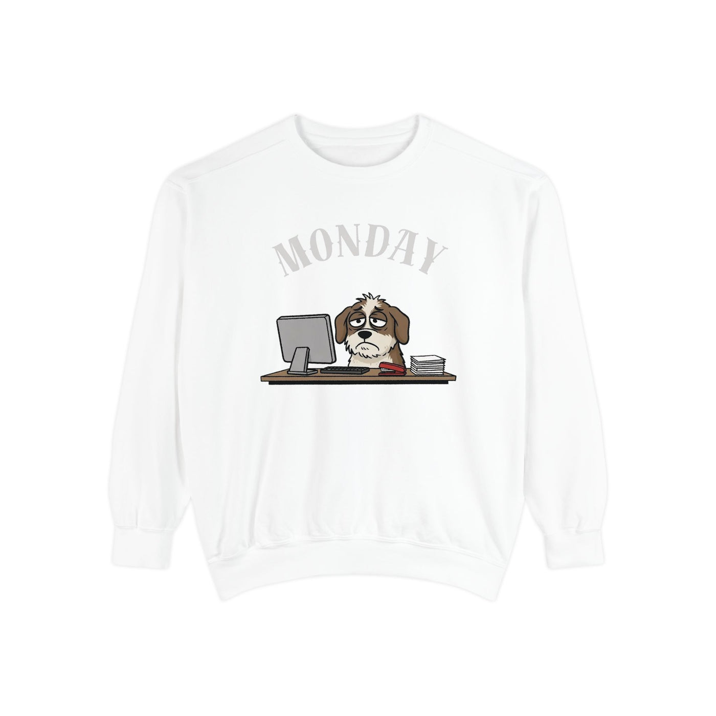 Monday Face Dog Stares Blankly Unisex Crewneck Sweatshirt style 5