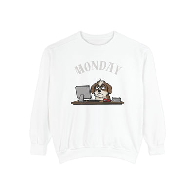 Monday Face Dog Stares Blankly Unisex Crewneck Sweatshirt style 5