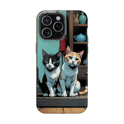 Cute Cats Magnetic Phone Case comic style 3, Cat Lover Gift, Impact-Resistant iPhone Case, Funny Pet Accessory, Unique Animal Design