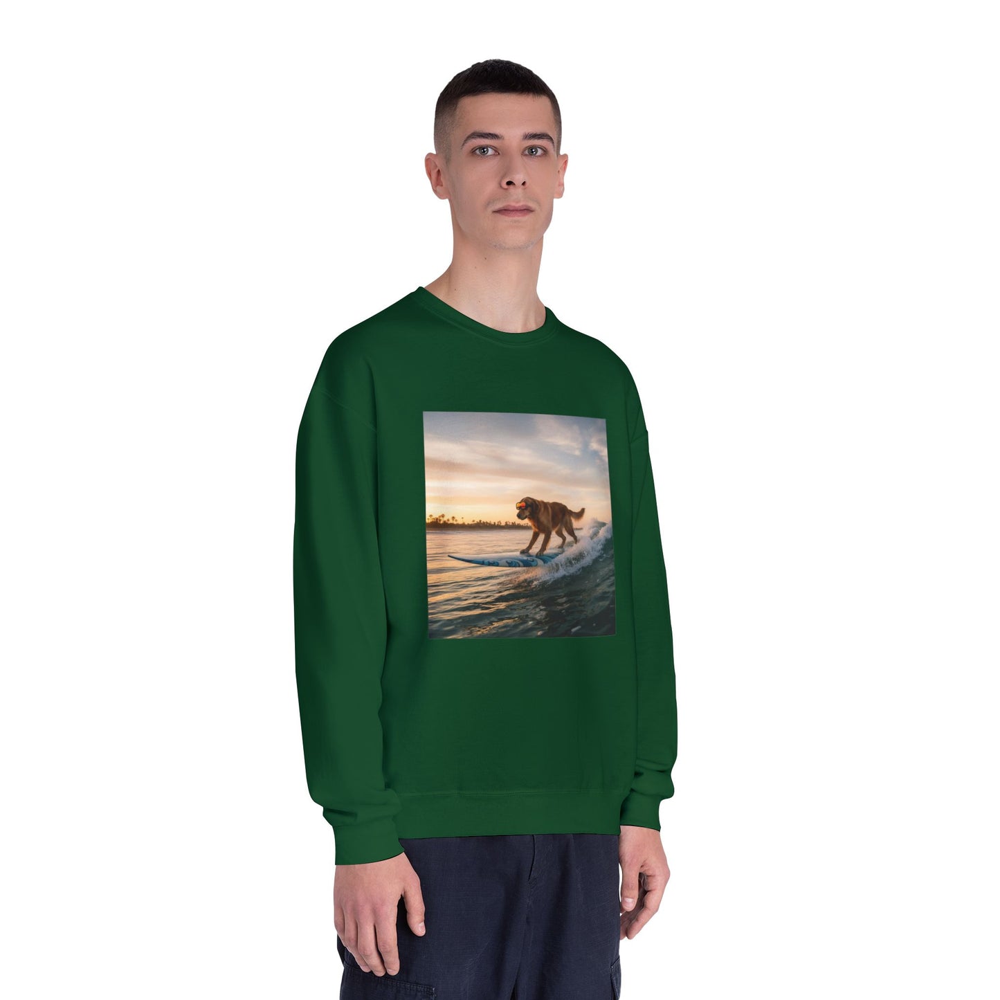 Surfing Dog Graphic Unisex NuBlend Crewneck Sweatshirt style 2