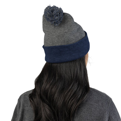 Embroidered Dog Mom Pom-Pom Knit Cap