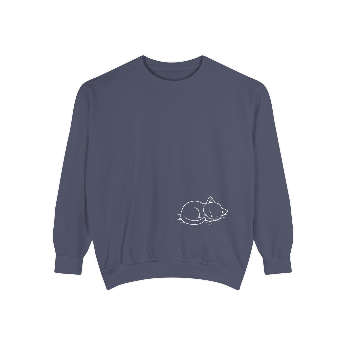 Sleeping cat (White) shadow style 2 Cozy Graphic Unisex Crewneck Sweatshirt