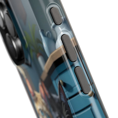 Cute Cats Magnetic Phone Case comic style 4, Cat Lover Gift, Impact-Resistant iPhone Case, Funny Pet Accessory, Unique Animal Design