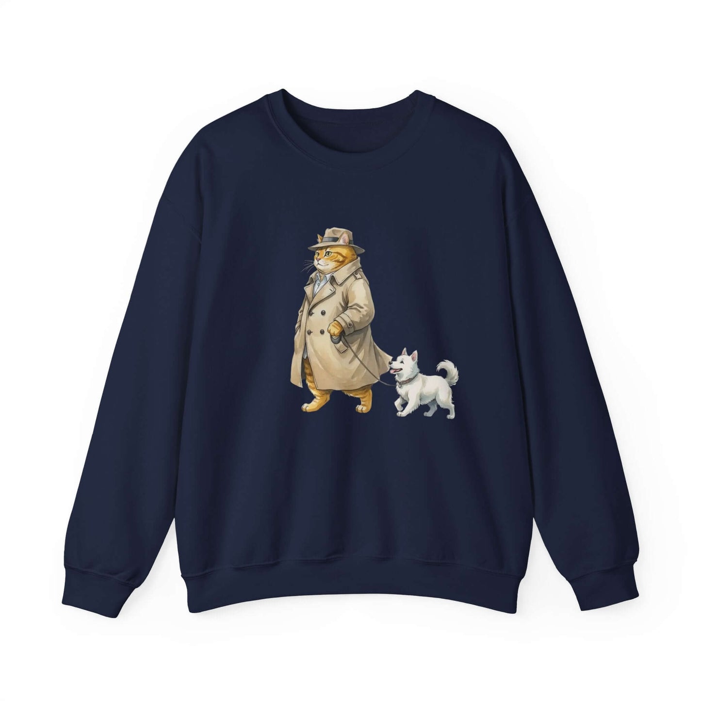 Watercolor Cat & Dog painting unisex Crewneck Sweatshirt style 2
