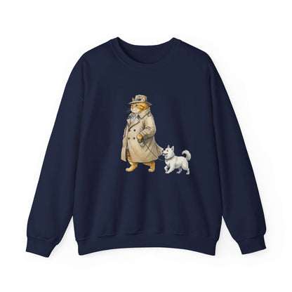 Watercolor Cat & Dog painting unisex Crewneck Sweatshirt style 2