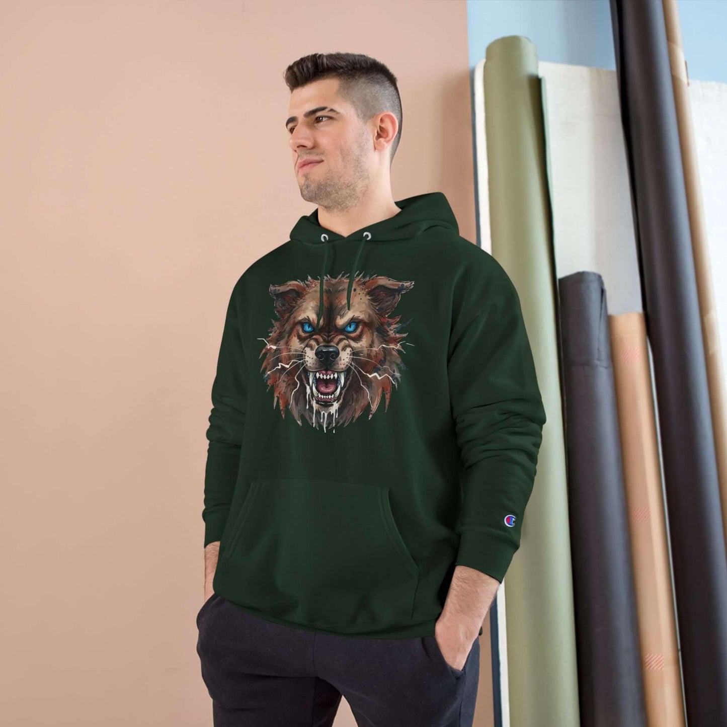 Angry Dog Men and Women Champion Hoodie style 3