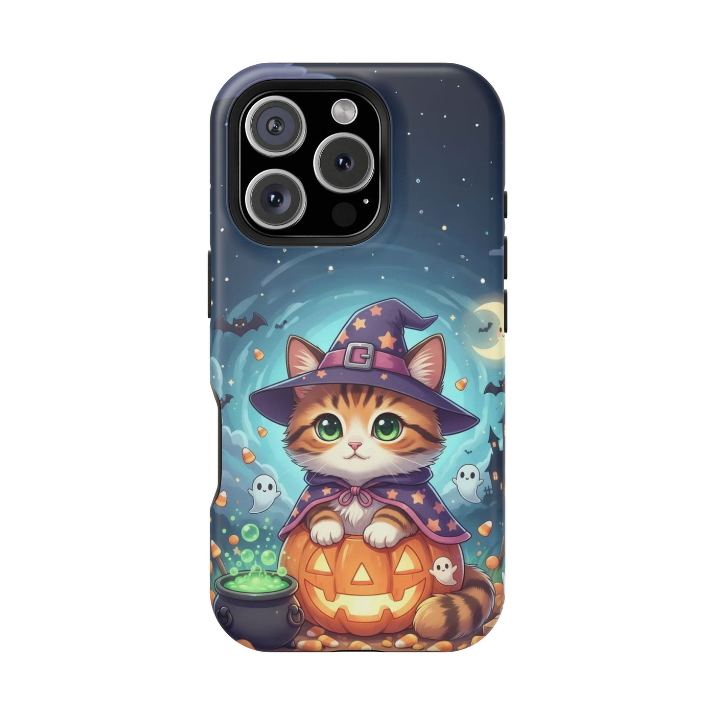 Halloween cute kitten anime style 2 Magnetic Phone Case, Cat Lover Gift, Impact-Resistant iPhone Case, Funny Pet Accessory, Unique Animal Design