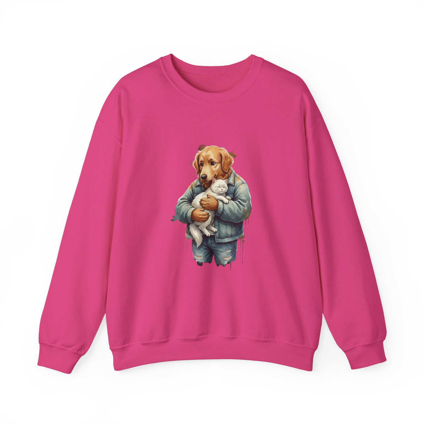 Watercolor painting style 12 Men & Women Cute Cat Pile Crewneck Sweatshirt