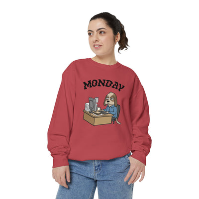 Monday Face Dog Stares Blankly Unisex Crewneck Sweatshirt style 4