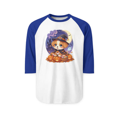 Halloween cute puppy anime style 5 Raglan Shirt, Cute Pet Shirt, Fall Apparel, Unisex Halloween Outfit, Gift for Dog Lovers, Spooky Season Tee