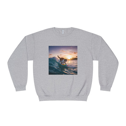 Surfing Cat Unisex NuBlend Crewneck Sweatshirt style 2