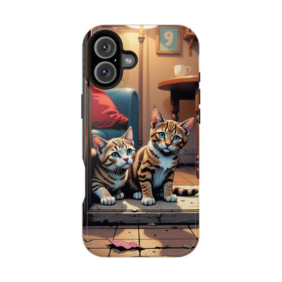 Cute Cats Magnetic Phone Case comic style 1, Cat Lover Gift, Impact-Resistant iPhone Case, Funny Pet Accessory, Unique Animal Design