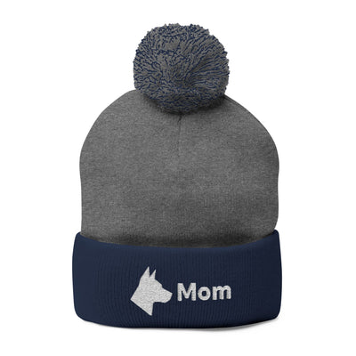 Embroidered Dog Mom Pom-Pom Knit Cap
