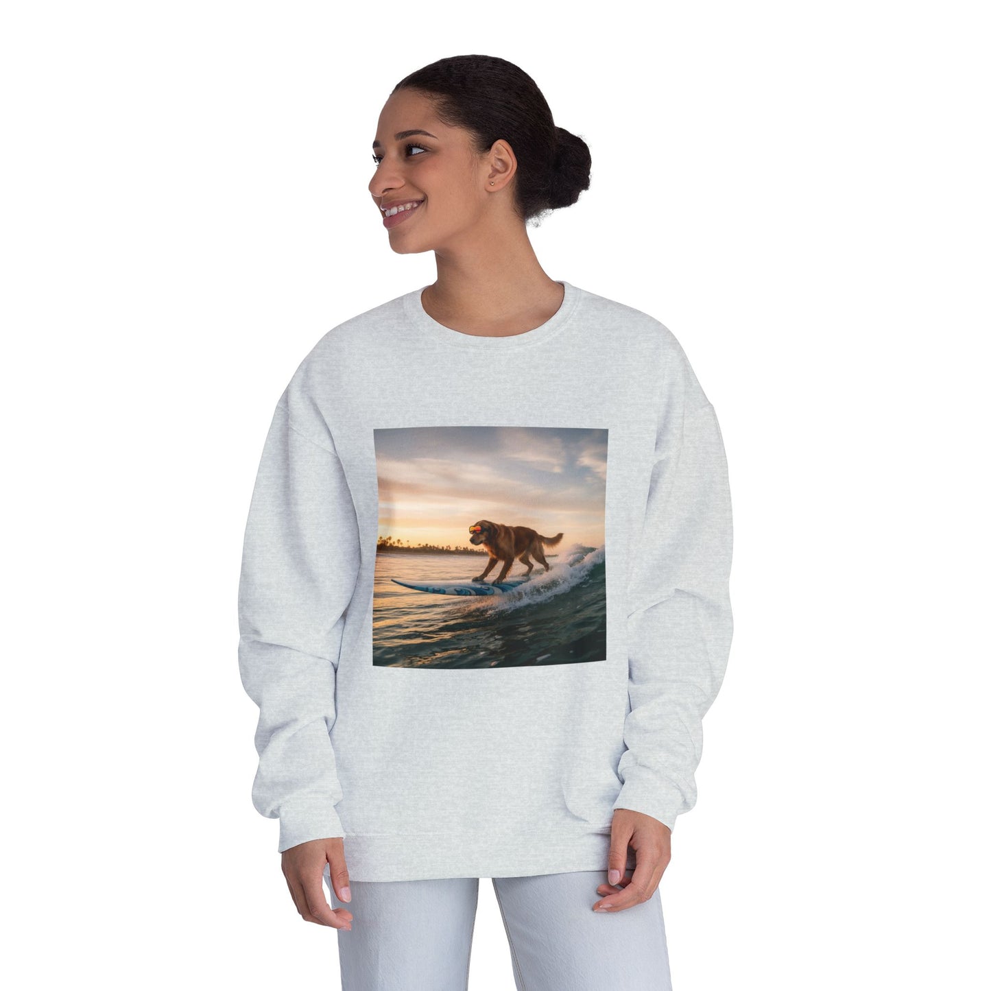 Surfing Dog Graphic Unisex NuBlend Crewneck Sweatshirt style 2