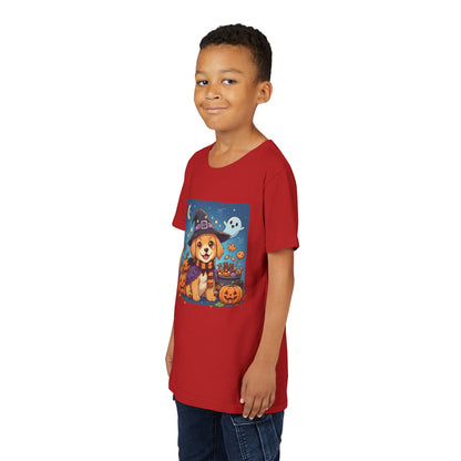 Halloween cute puppy anime style 6 Youth Tee, Short Sleeve T-Shirt, Kids Halloween Apparel, Cute Dog Tee, Fall Outfit for Children