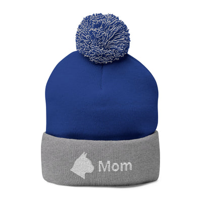 Embroidered Cat Mom Pom-Pom Knit Cap
