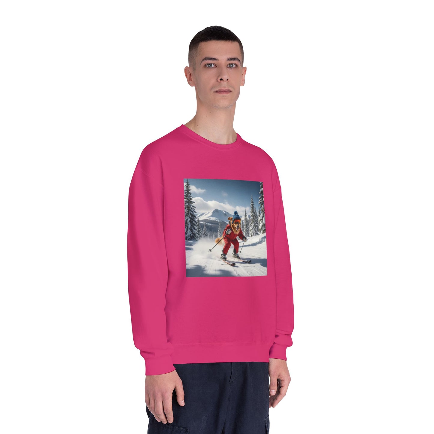 Skiing Dog Graphic Unisex NuBlend Crewneck Sweatshirt