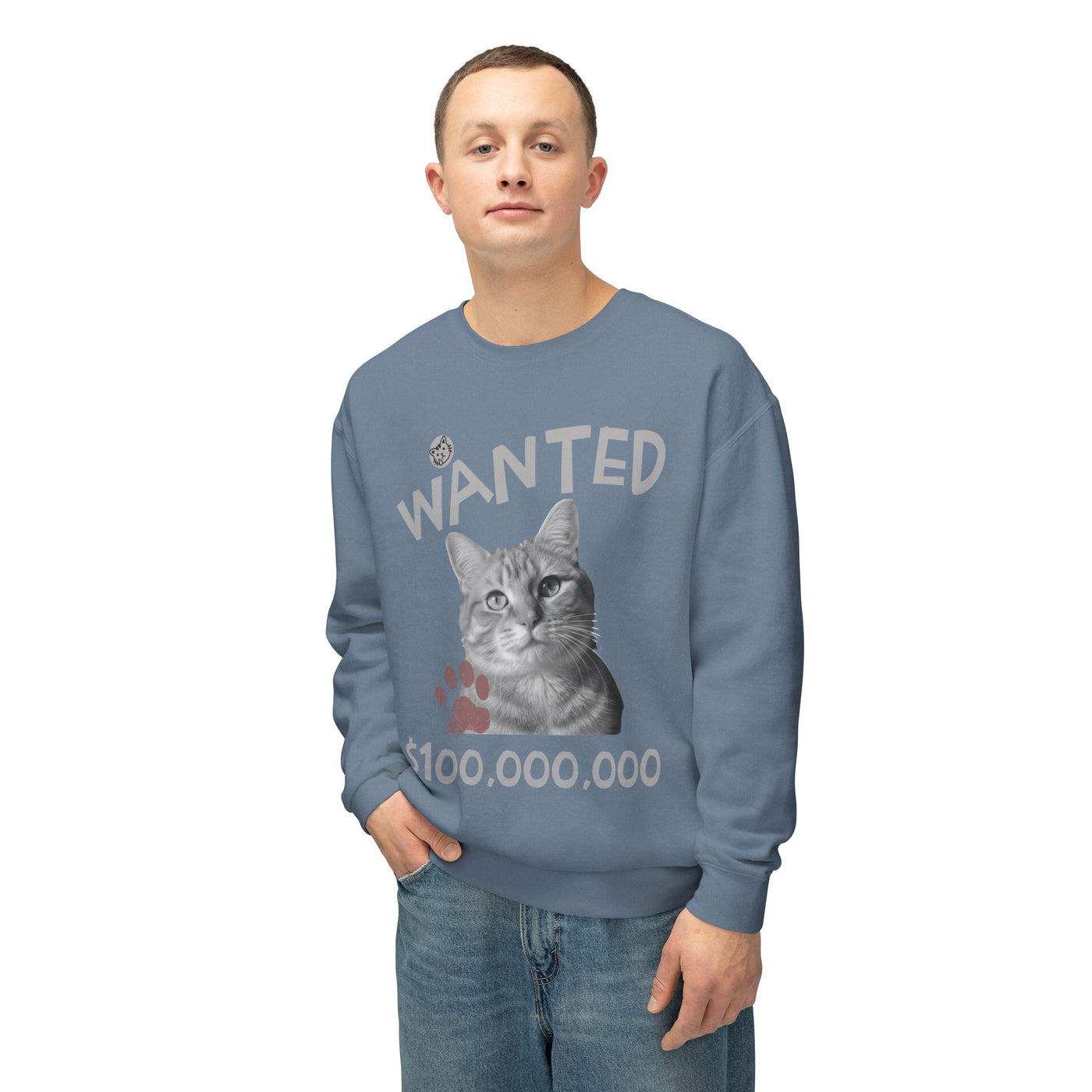 WANTED Cat Poster Design Unisex Crewneck Sweatshirt