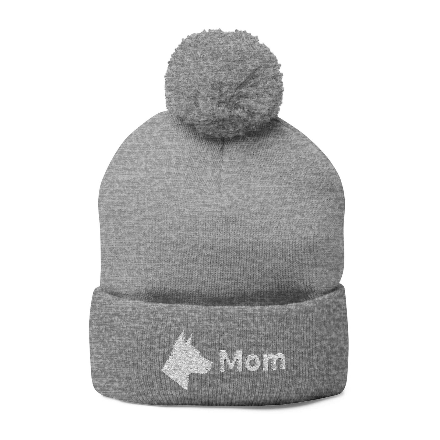 Embroidered Dog Mom Pom-Pom Knit Cap