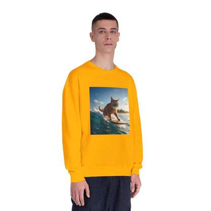 Surfing Cat Unisex NuBlend Crewneck Sweatshirt style 1