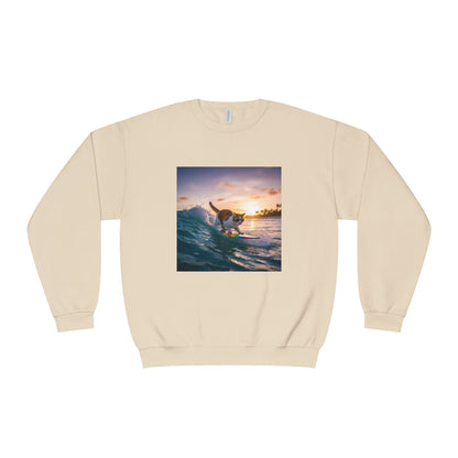 Surfing Cat Unisex NuBlend Crewneck Sweatshirt style 2