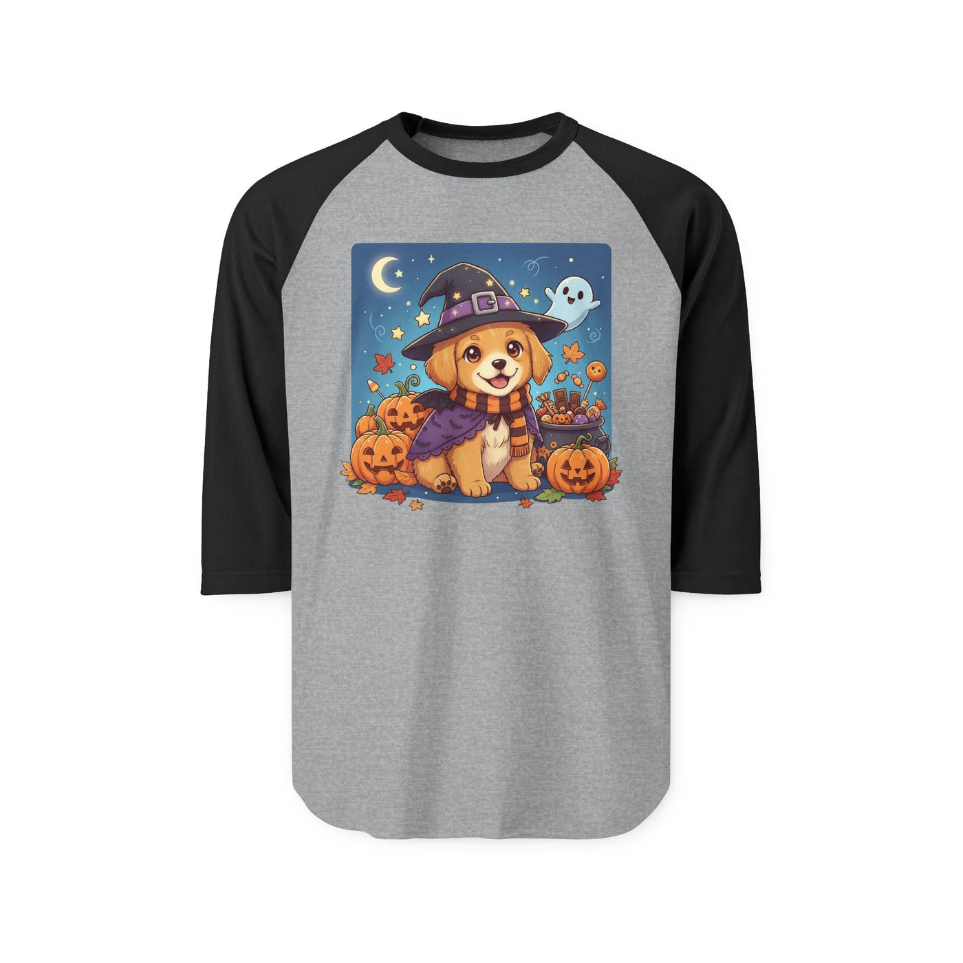 Halloween cute puppy anime style 6 Raglan Shirt, Cute Pet Shirt, Fall Apparel, Unisex Halloween Outfit, Gift for Dog Lovers, Spooky Season Tee