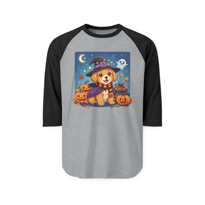 Halloween cute puppy anime style 6 Raglan Shirt, Cute Pet Shirt, Fall Apparel, Unisex Halloween Outfit, Gift for Dog Lovers, Spooky Season Tee