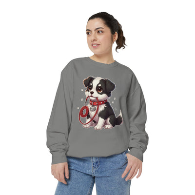 Cute Dog Walk Time style 1 Cozy Graphic Unisex Crewneck Sweatshirt