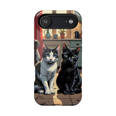 Cute Cats Magnetic Phone Case comic style 2, Cat Lover Gift, Impact-Resistant iPhone Case, Funny Pet Accessory, Unique Animal Design