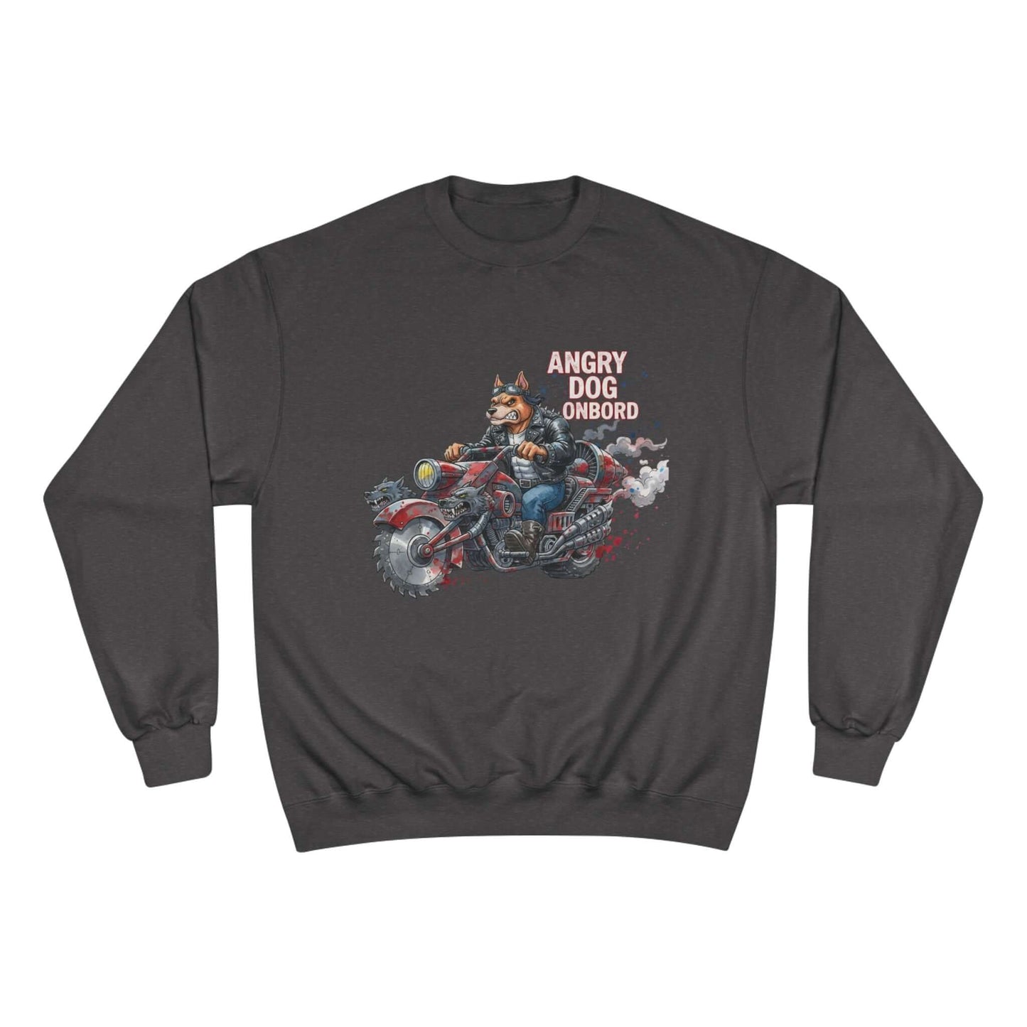 Angry Dog Onboard Graphic Champion Crewneck Sweatshirt style 3