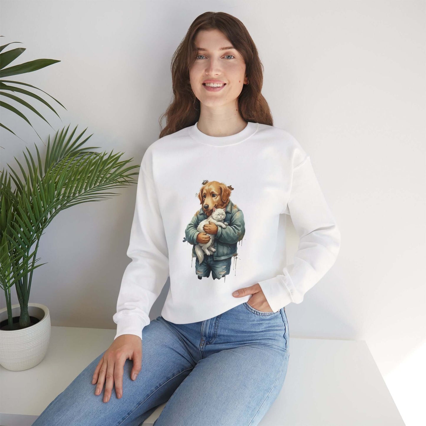 Watercolor Dog painting Unisex Crewneck Sweatshirt style 6