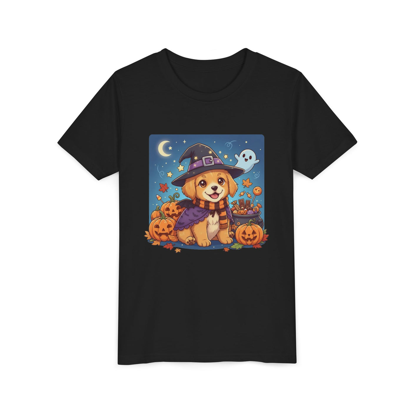 Halloween cute puppy anime style 6 Youth Tee, Short Sleeve T-Shirt, Kids Halloween Apparel, Cute Dog Tee, Fall Outfit for Children