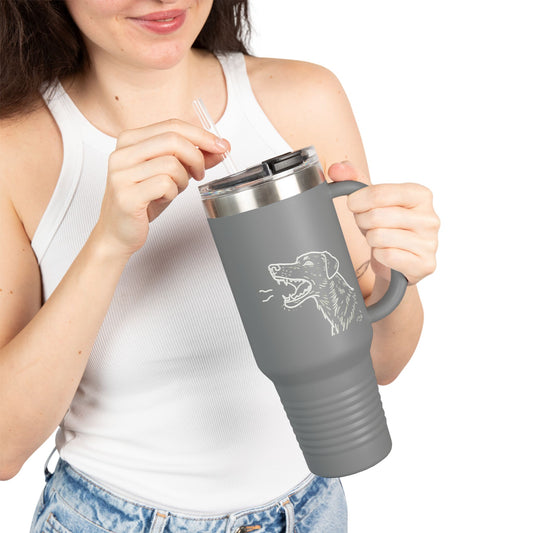 Barking Dog Travel Mug, Insulated Coffee Cup, Dog Lover Gift, For Outdoor Adventures, 40oz Red Drinkware