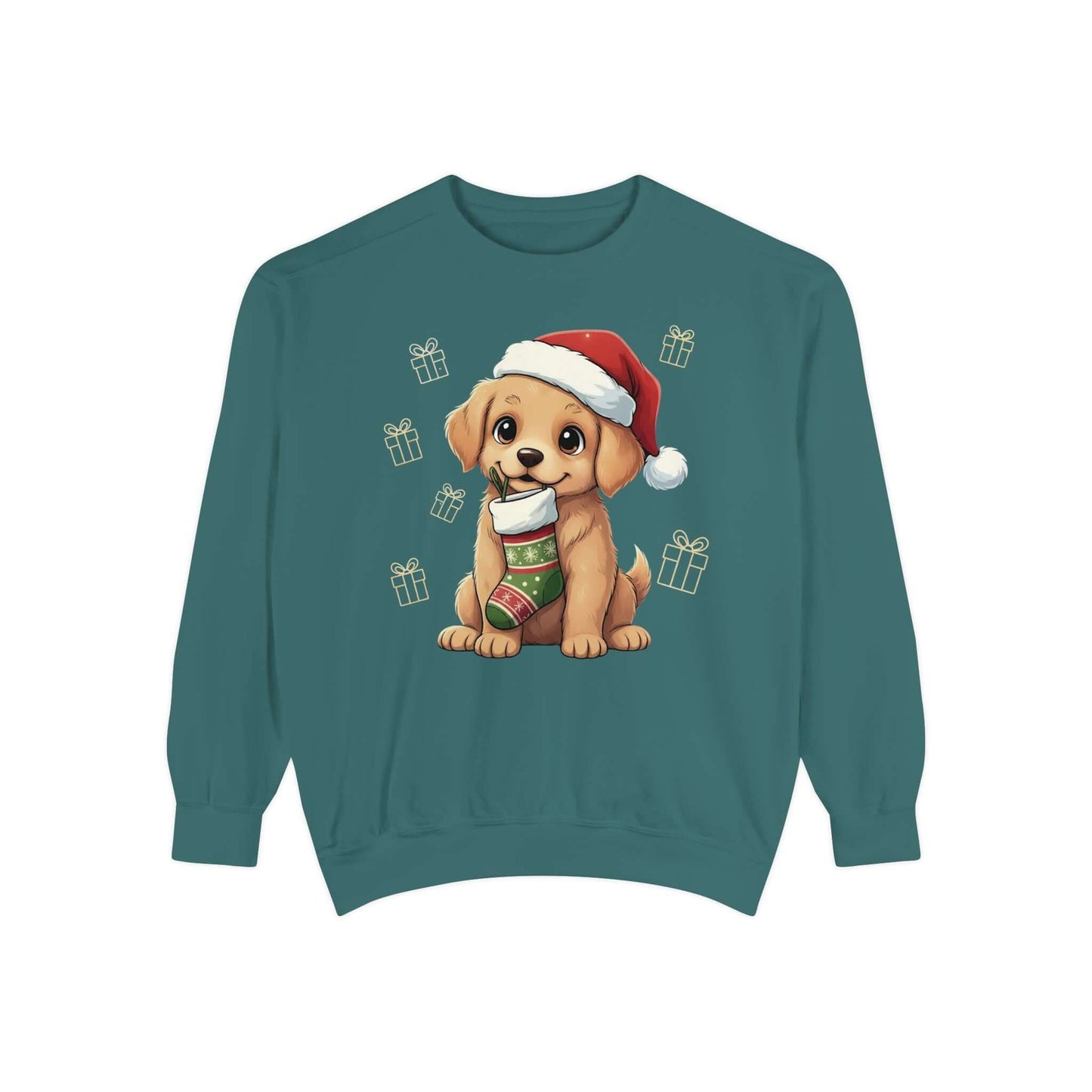 Puppy wait for Christmas presents Unisex Crewneck Sweatshirt style 4
