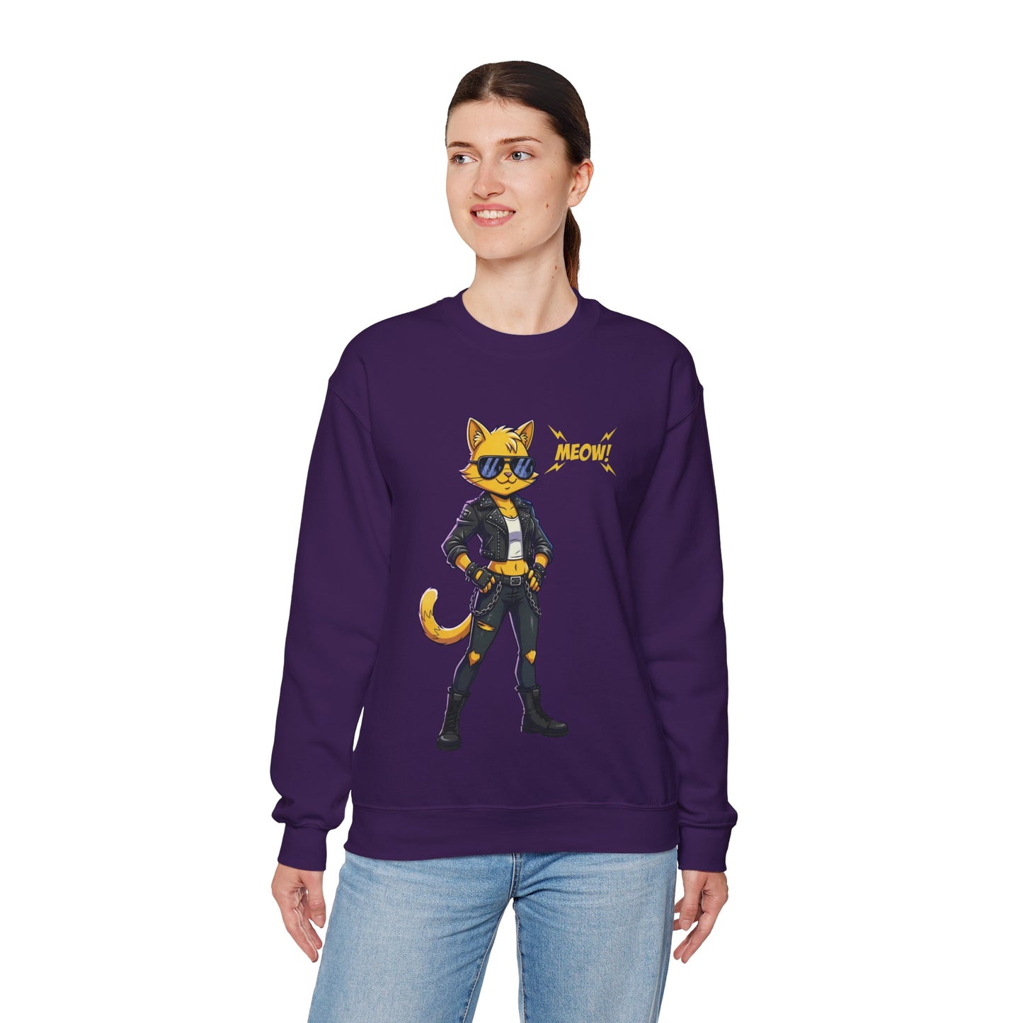 Cool Cat Unisex Heavy Blend Crewneck Sweatshirt style 4