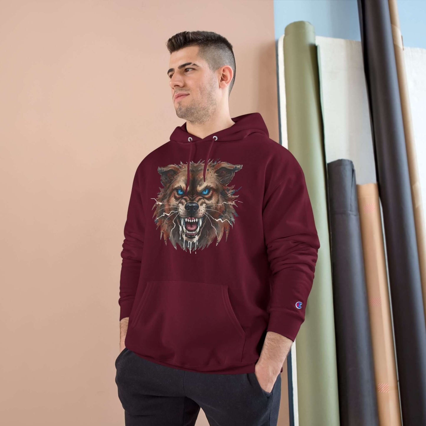 Angry Dog Men and Women Champion Hoodie style 3