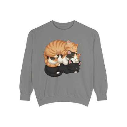 3 Cute Sleeping Cats Cozy Graphic Unisex Crewneck Sweatshirt style 5