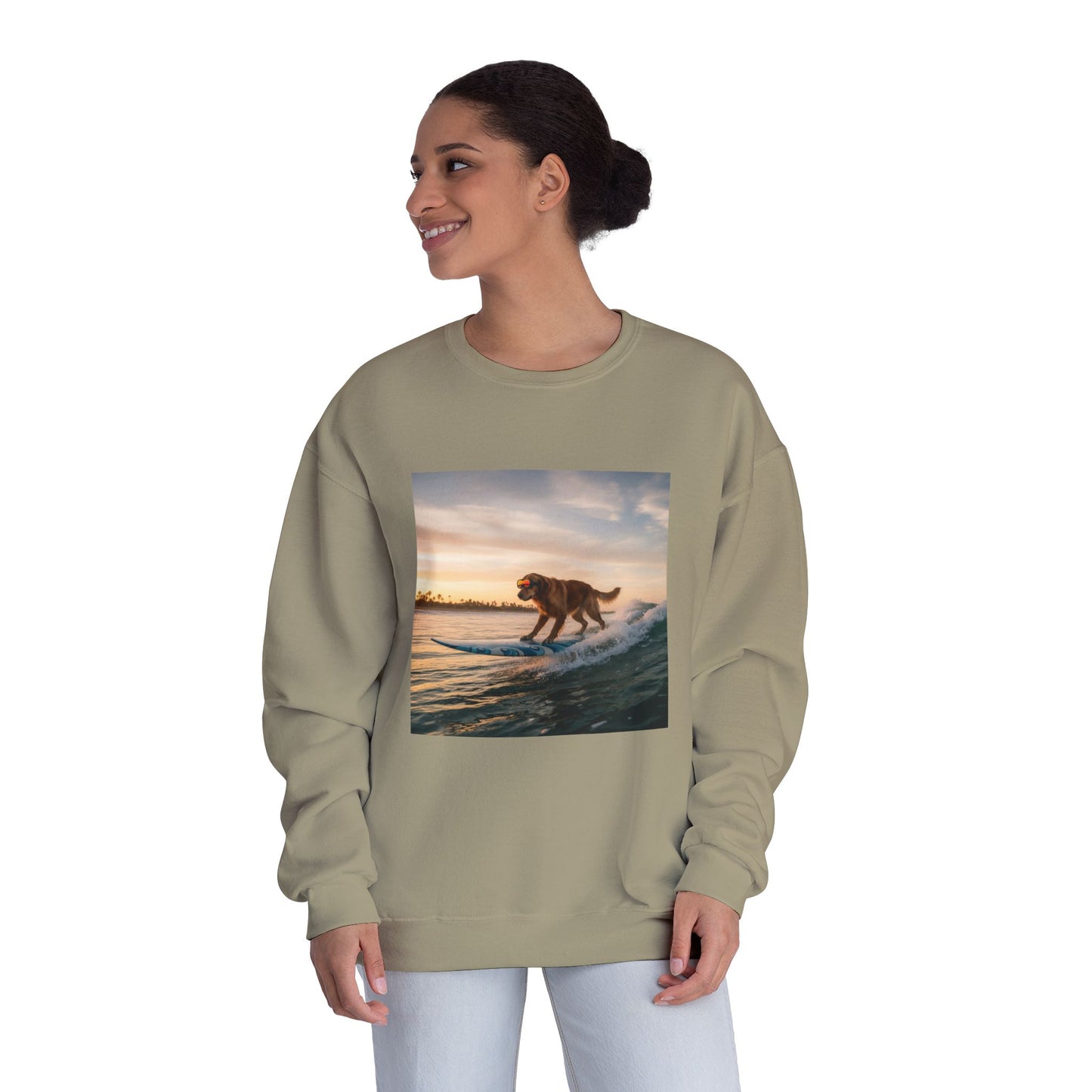 Surfing Dog Graphic Unisex NuBlend Crewneck Sweatshirt style 2