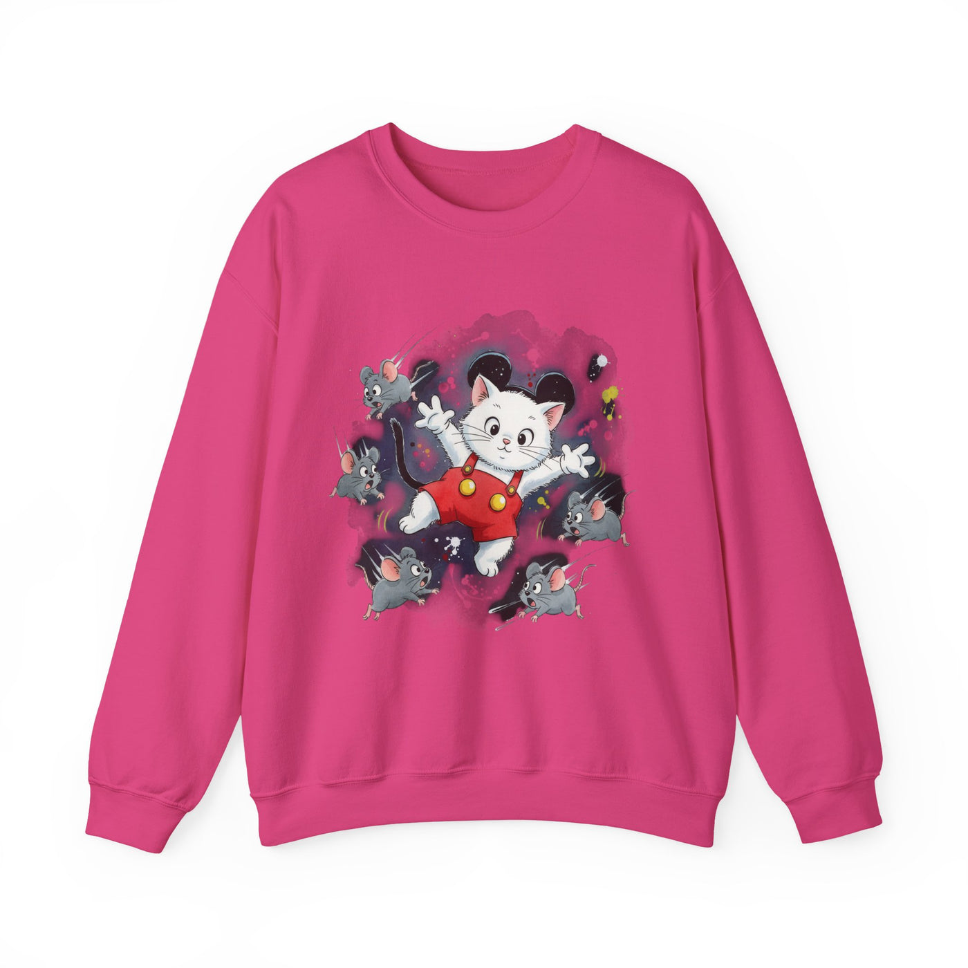Watercolor painting style 2 Men & Women Cute Cat Pile Crewneck Sweatshirt
