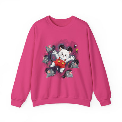 Watercolor painting style 2 Men & Women Cute Cat Pile Crewneck Sweatshirt