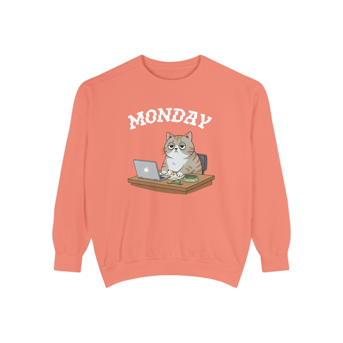 Monday Face Cat Stares Blankly Unisex Crewneck Sweatshirt style 4