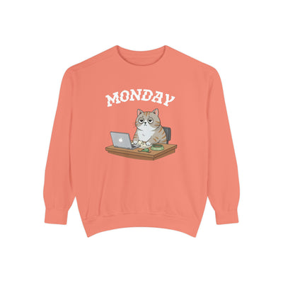 Monday Face Cat Stares Blankly Unisex Crewneck Sweatshirt style 4
